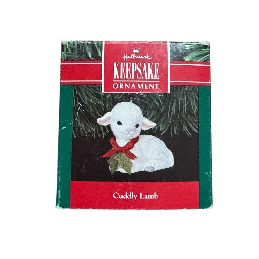 Hallmark Keepsake Ornament Cuddly Lamb 1991 Holiday‎ Christmas Vintage